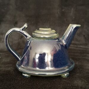 Lovely Studio Pottery Blue & Green Personal Size Teapot Stamped Malach London